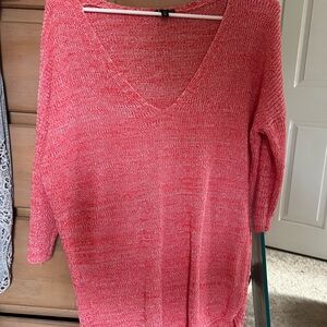 Women's Pink V-Neck Sweater